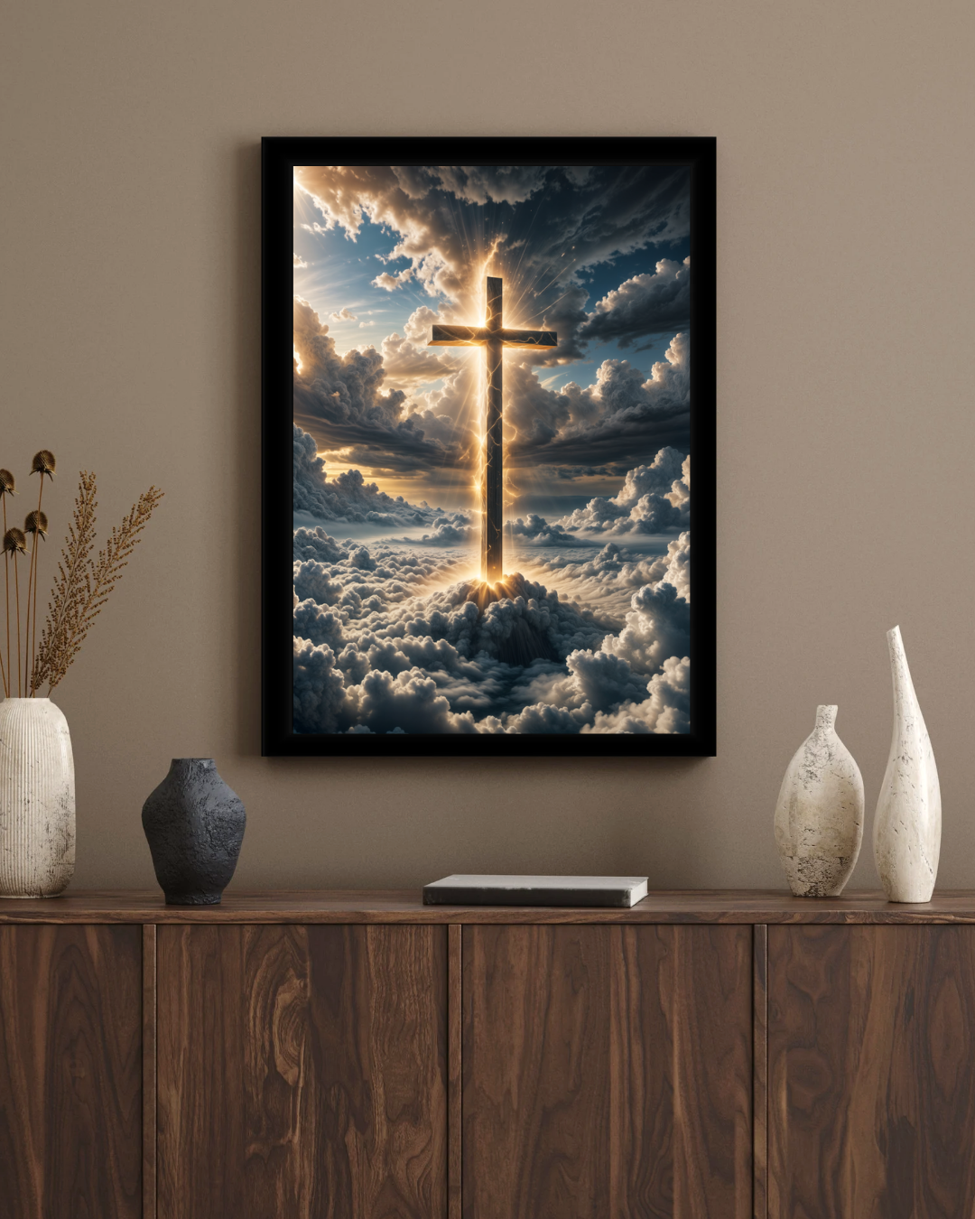 The Cross Above the Clouds - Christian Wall Frame