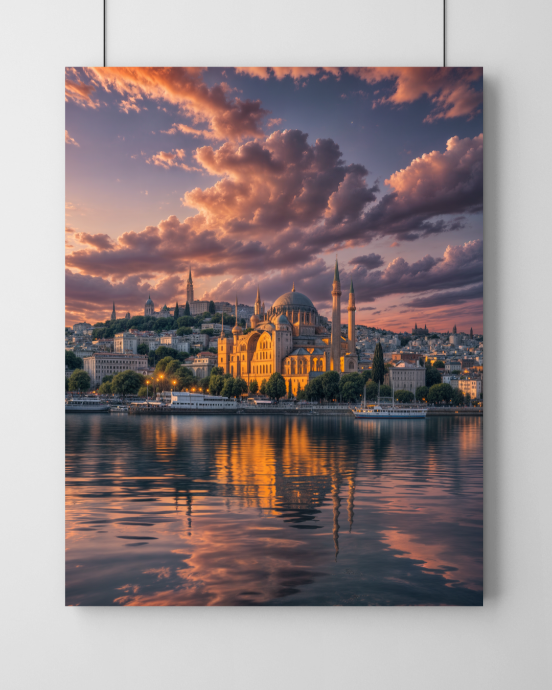 Istanbul's Golden Glow Wall Frame