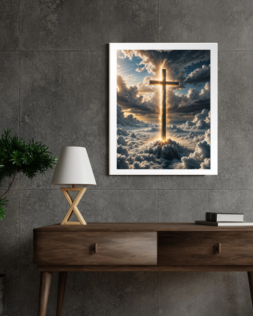 The Cross Above the Clouds - Christian Wall Frame