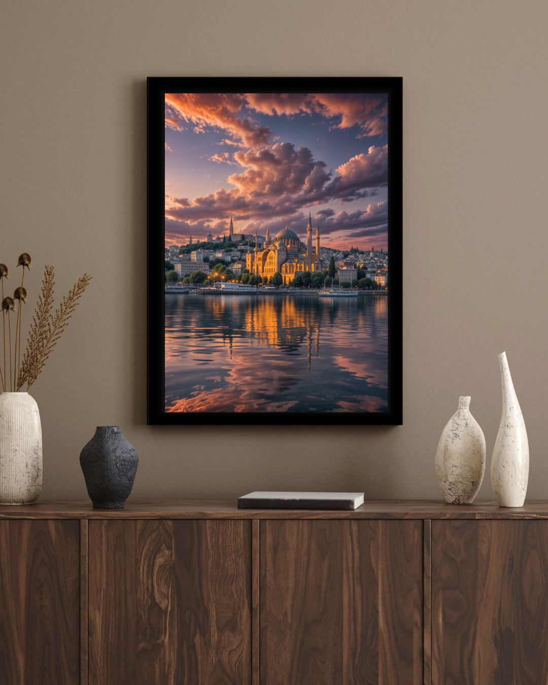 Istanbul's Golden Glow Wall Frame
