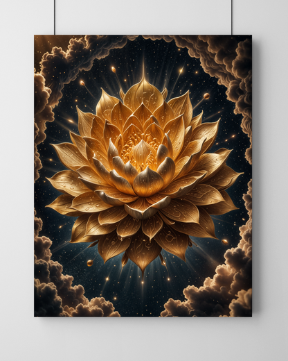 Golden Lotus Nebula - Hindu Wall Frame