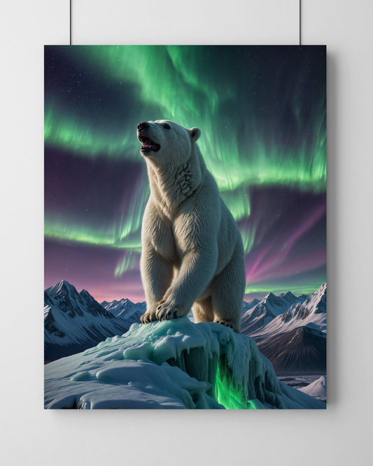 Aurora's Arctic Sentinel Wall Frame